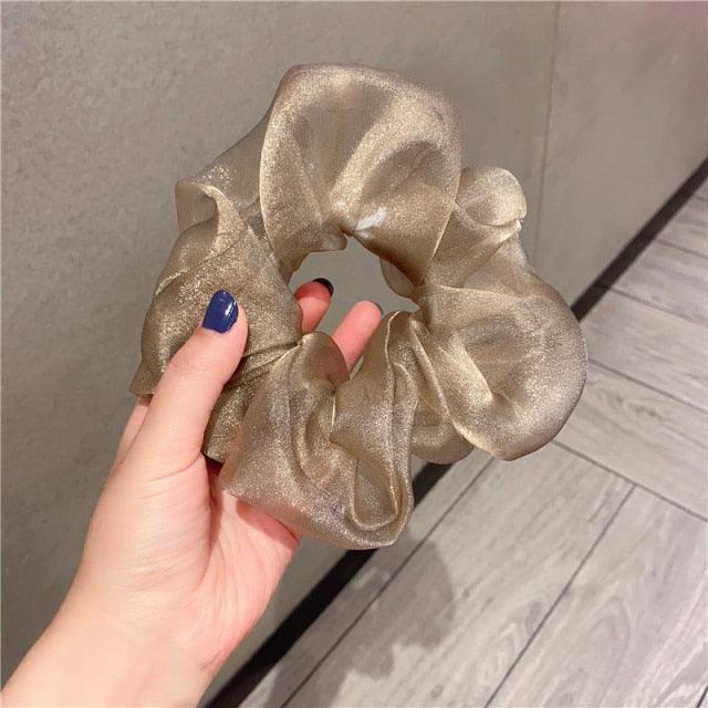 Oversized Scrunchies Organza Hair Ties Elastic Hair Band Women Girs Ponytail Holder Fashion Hair Ropes Ponytail Holder Hair Tie Ponytail Holder Accessories for Women Girls
