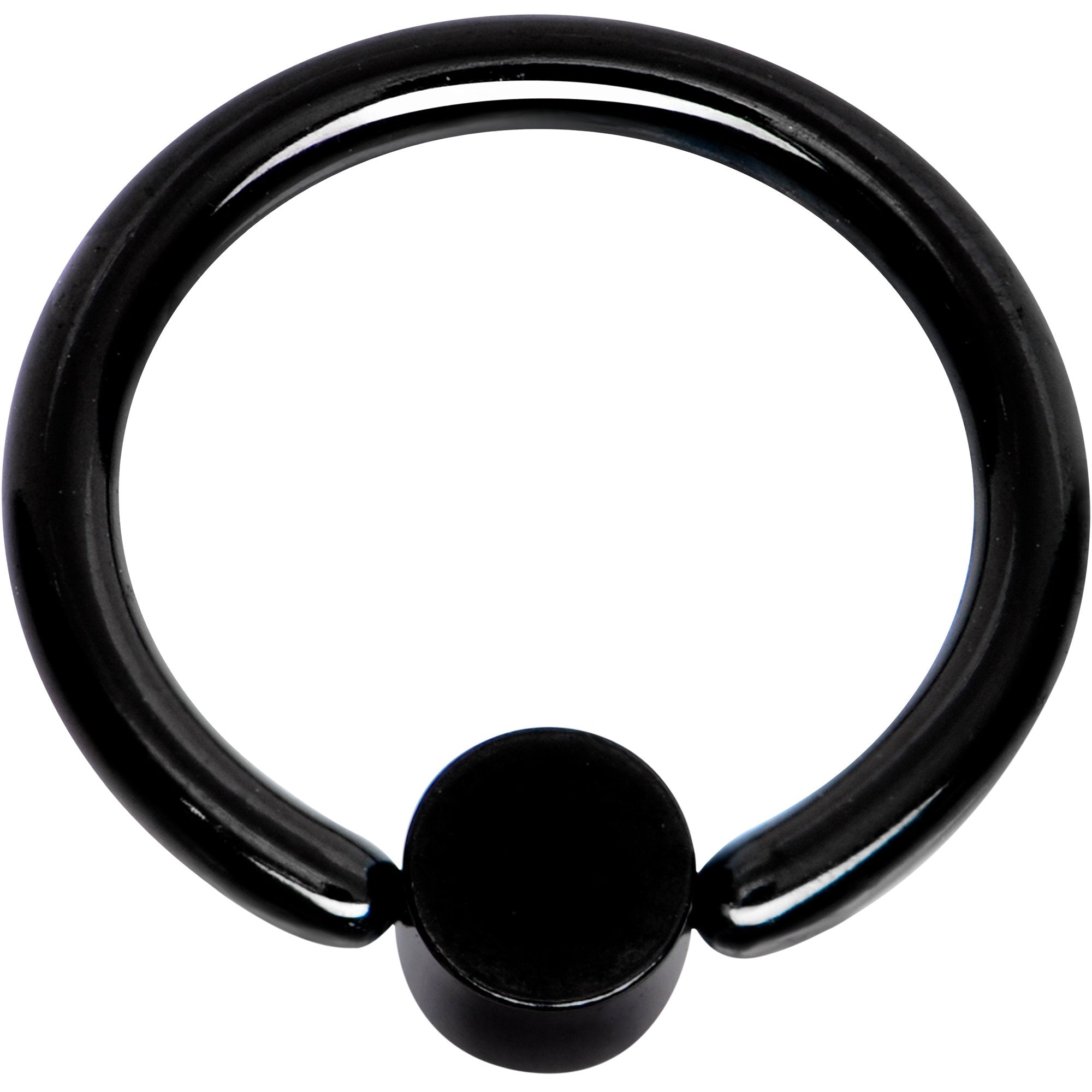 16G 5/16 White Faux Opal 3mm Disc Black BCR Captive Ring