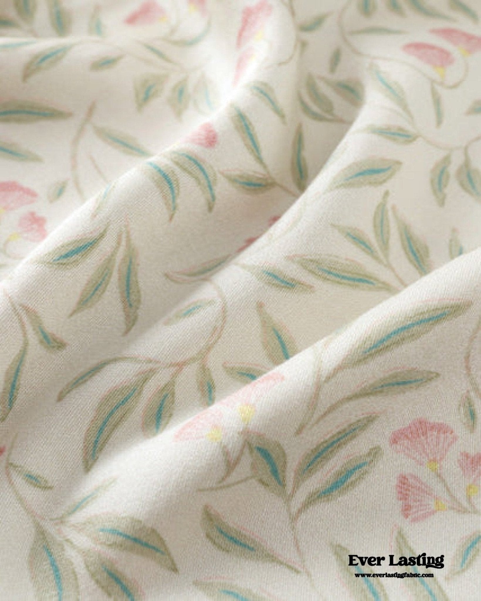 Pastoral Floral Short-Sleeve Long-Pants Pajama Set / Green