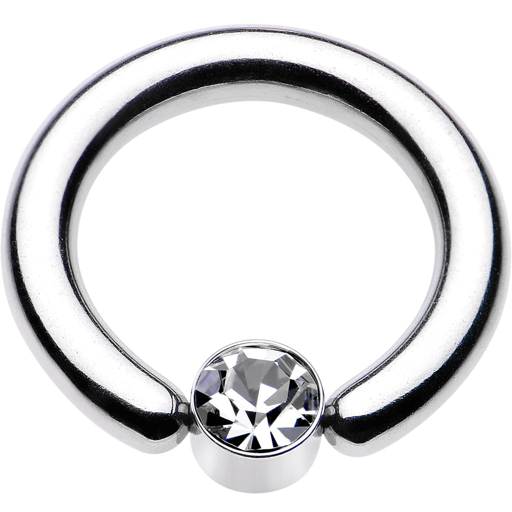 8G 1/2 Clear Gem 5mm Disc BCR Captive Ring