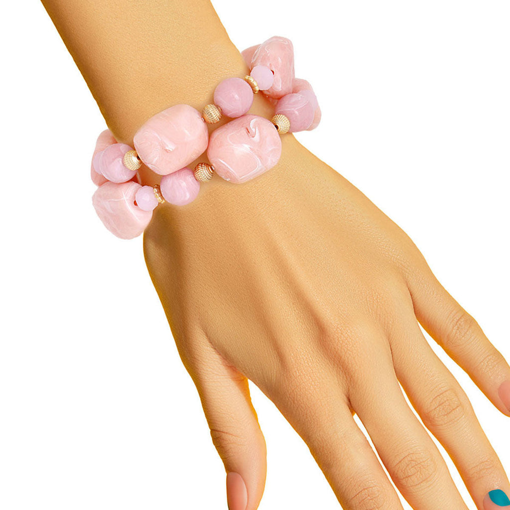Bead Bracelets Light Pink Marbled Stylish Casual Jewelry Accessories