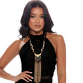 Tassel Necklace Set Brown Stylish Statement Jewelry