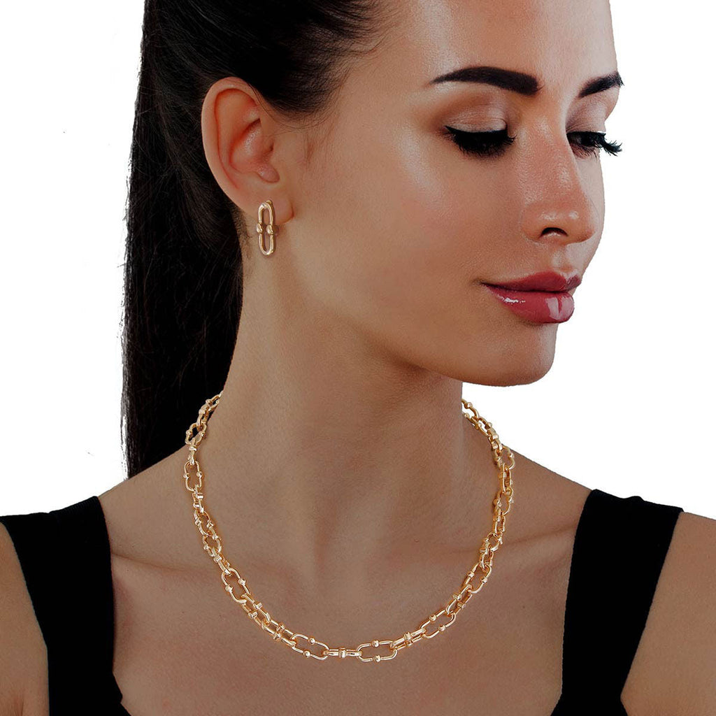Anchor Chain Necklace Gold Metal Stylish Statement Jewelry