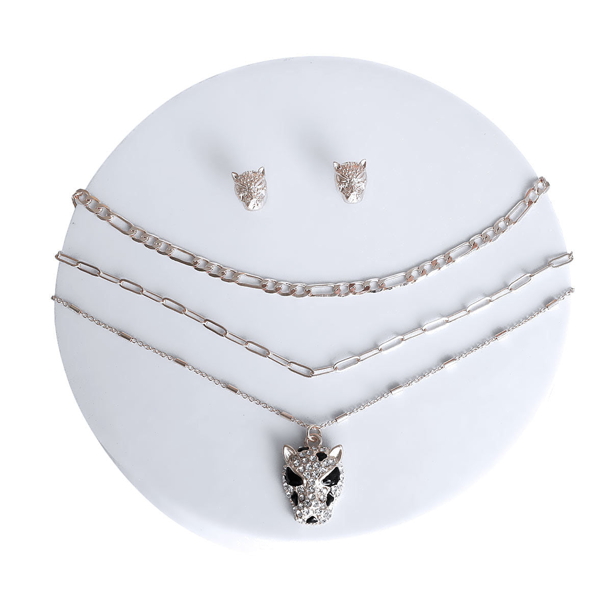 Layered Silver Leopard Chain Necklace – Trendy Statement Jewelry