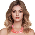 5 Strand Pink Glass Bead Statement Necklace Layered Jewelry