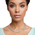Women’s Gold Cuban Chain Necklace Set Iced Diamond Stylish Jewelry