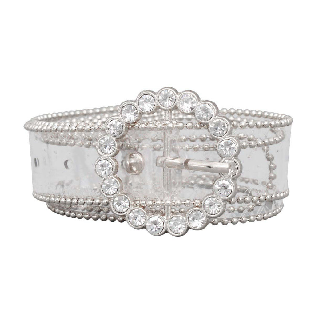 Transparent Belt with Silver Crystal Detail – Stylish Fashion Accessory