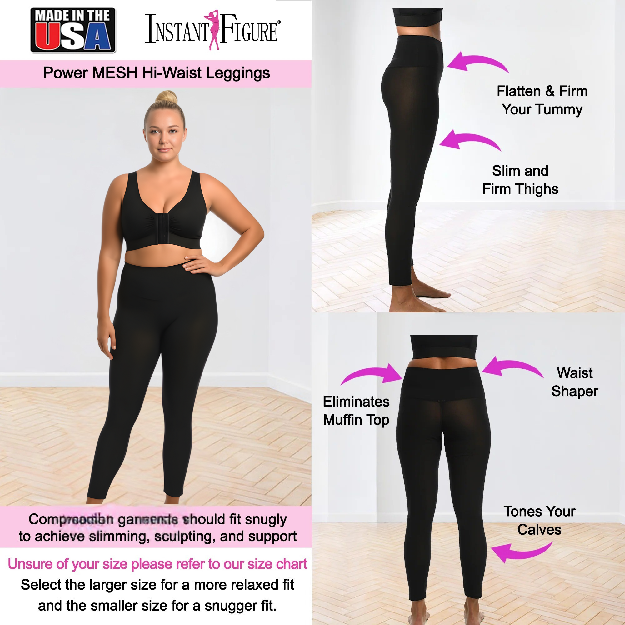 InstantFigure Power Plus Size Mesh Hi-waist leggings 180PL028C