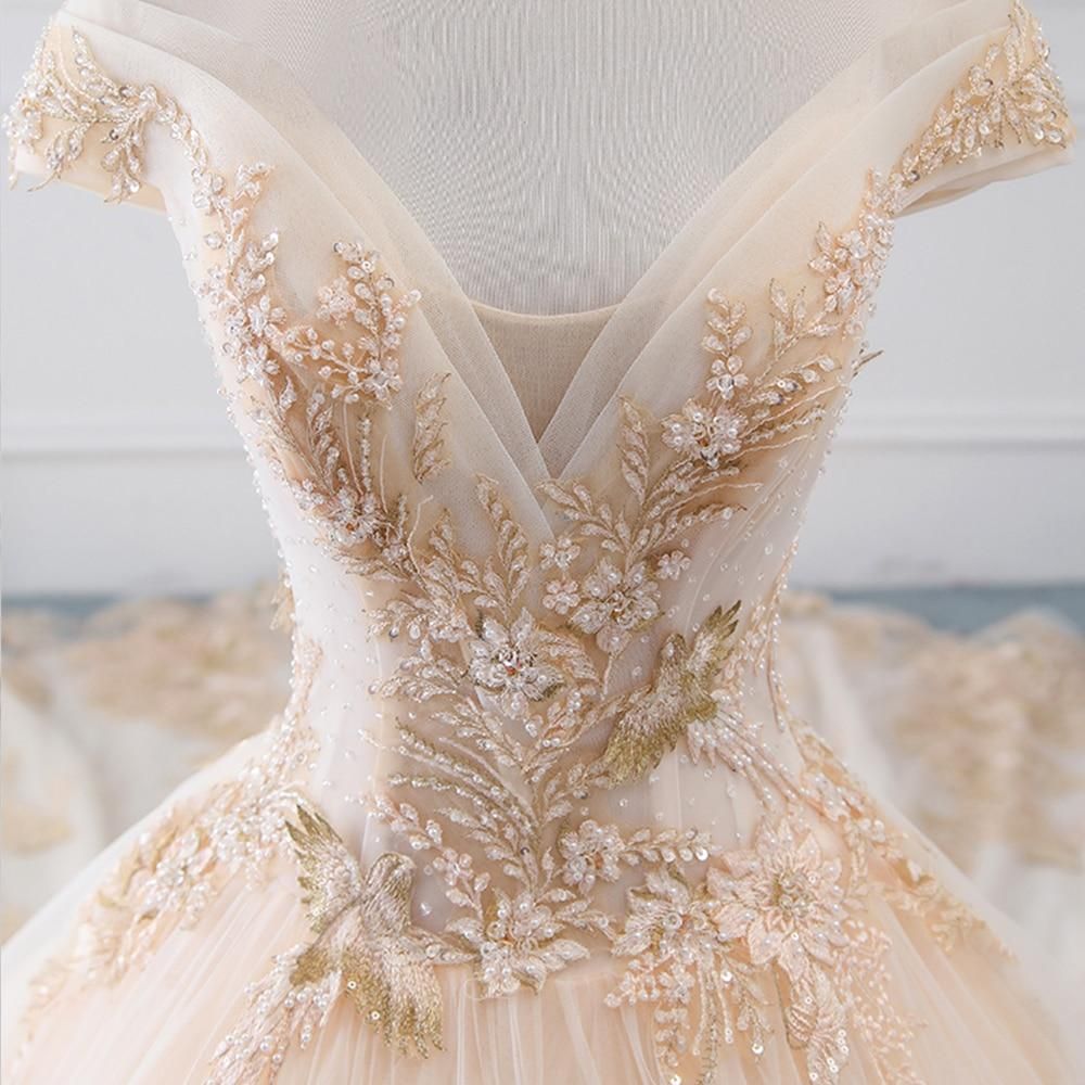 Luxury Sparkly Beading Pearls Wedding Gown EDL78