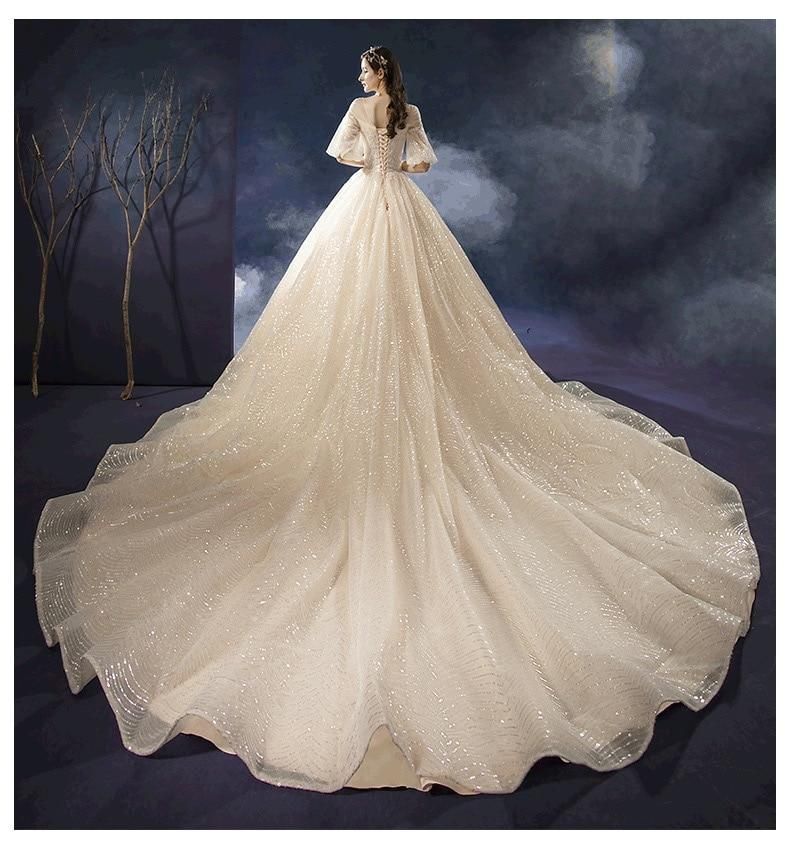 New Shiny Wedding Dress Luxury Beading Lace EDL458