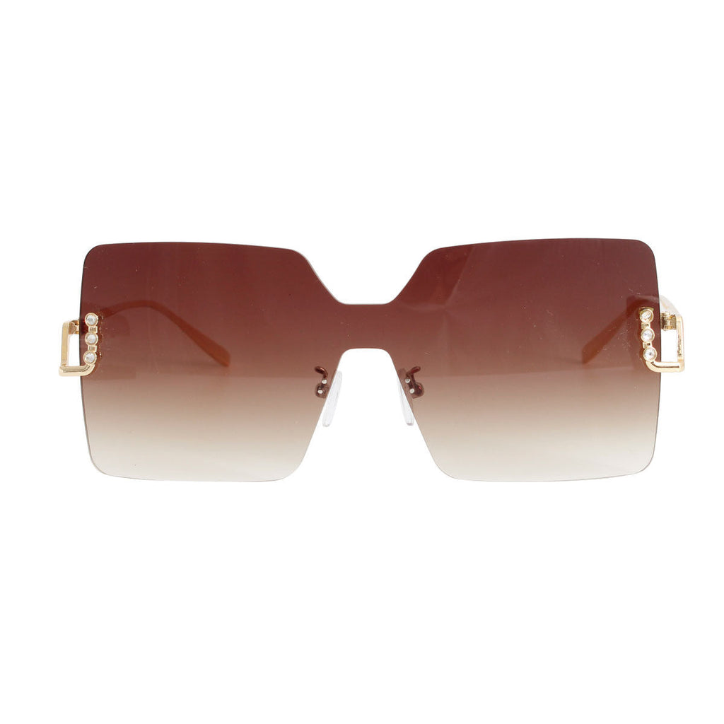 Square Brown One Piece Sunglasses Stylish Chic Fashion Accessory
