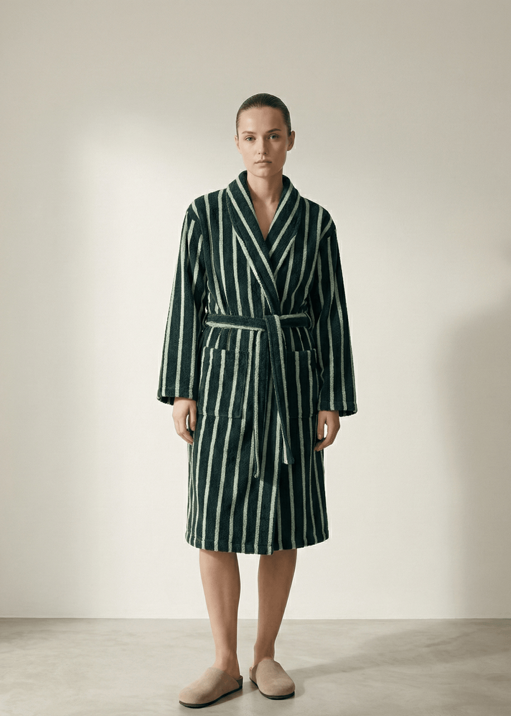 Quiet Evening Striped Robe Set / Burgundy