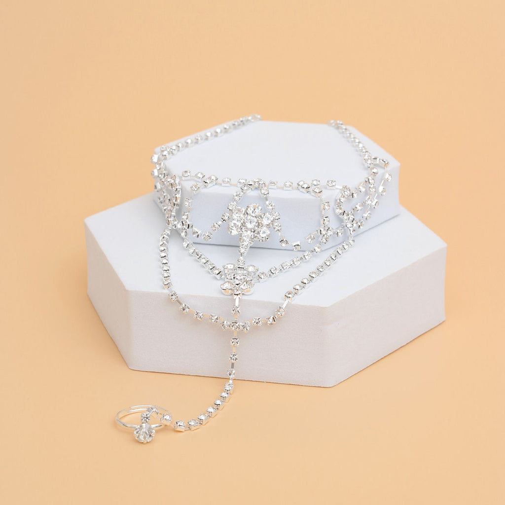 Toe Ring Ankle Chain Silver Rhinestone Stylish Women’s Jewelry