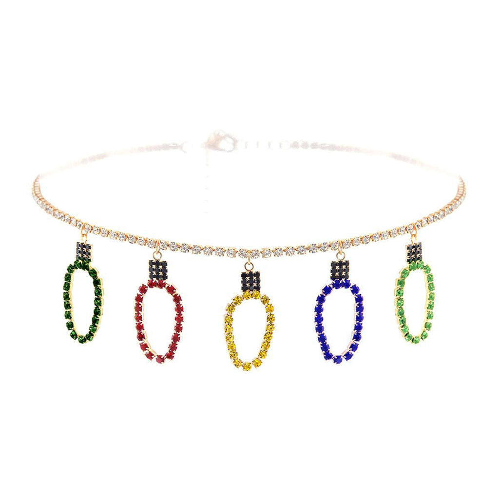 Multi Xmas Light Bulb Choker Necklace Trendy Festive Accessory