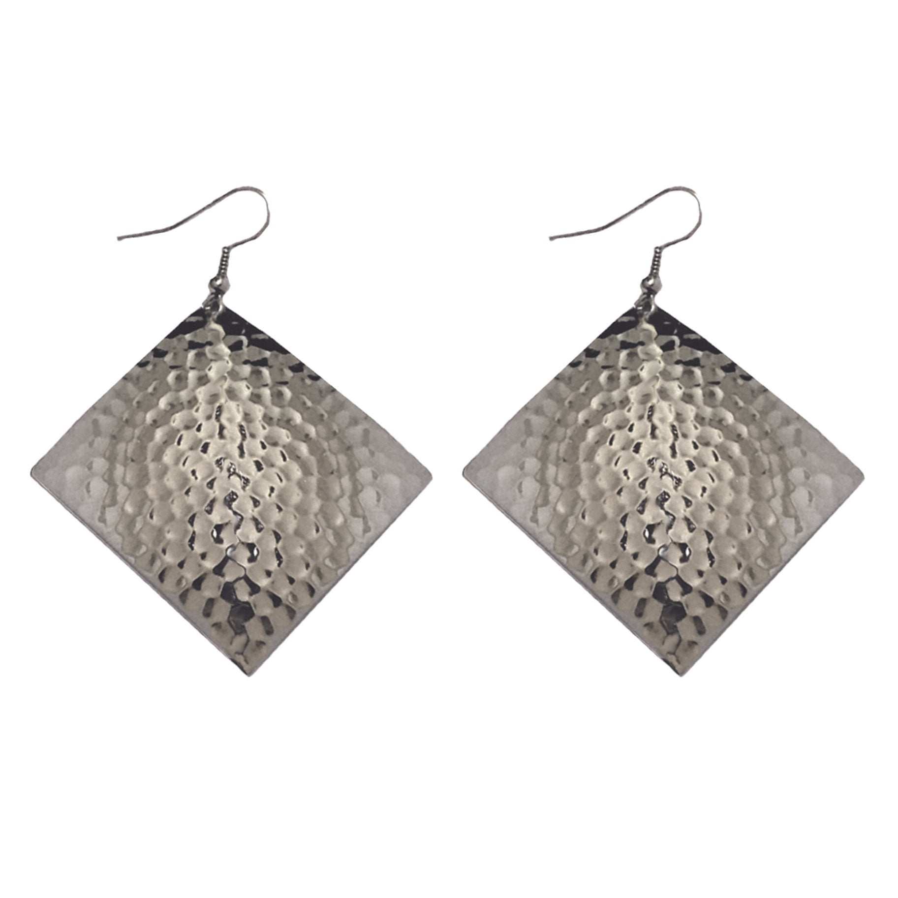 Gold Hammered Diamond Dome Lures of Love Earrings