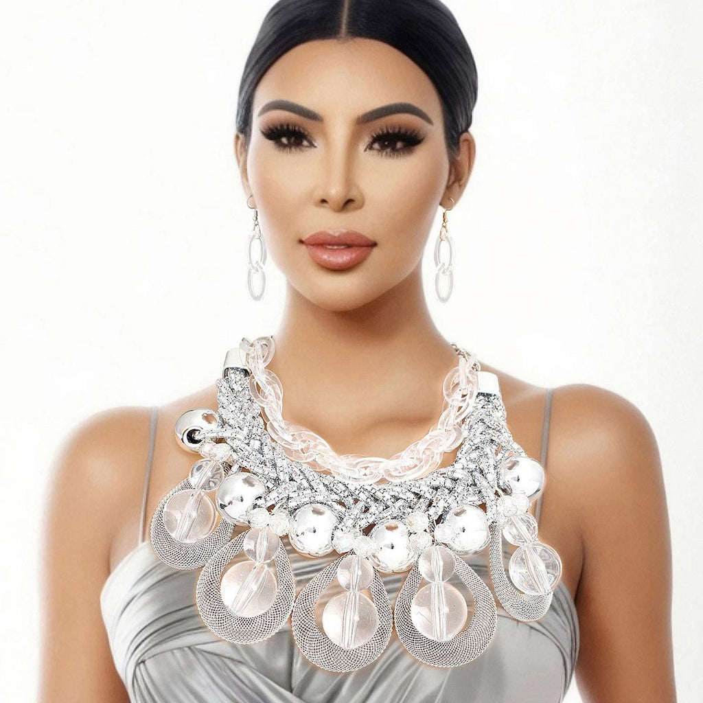 Statement Silver Teardrop Cascade Jewelry Ensemble – Stylish Elegant Accessory Set