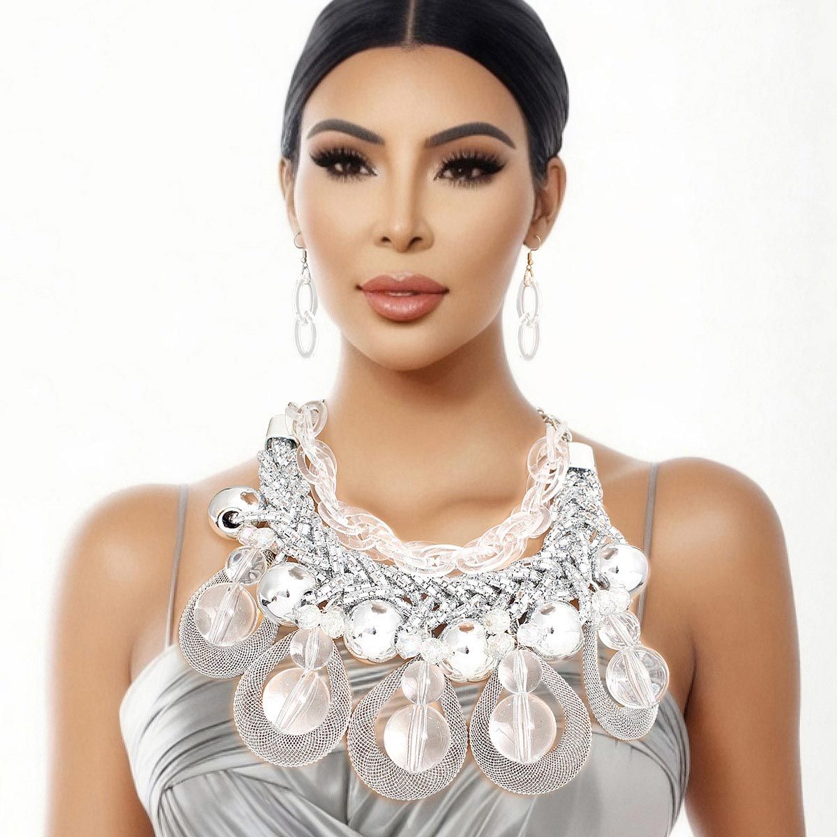 Statement Silver Teardrop Cascade Jewelry Ensemble – Stylish Elegant Accessory Set