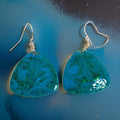 Blue & Green Hand Painted Enamel Marbleized Guitar Pick Earrings