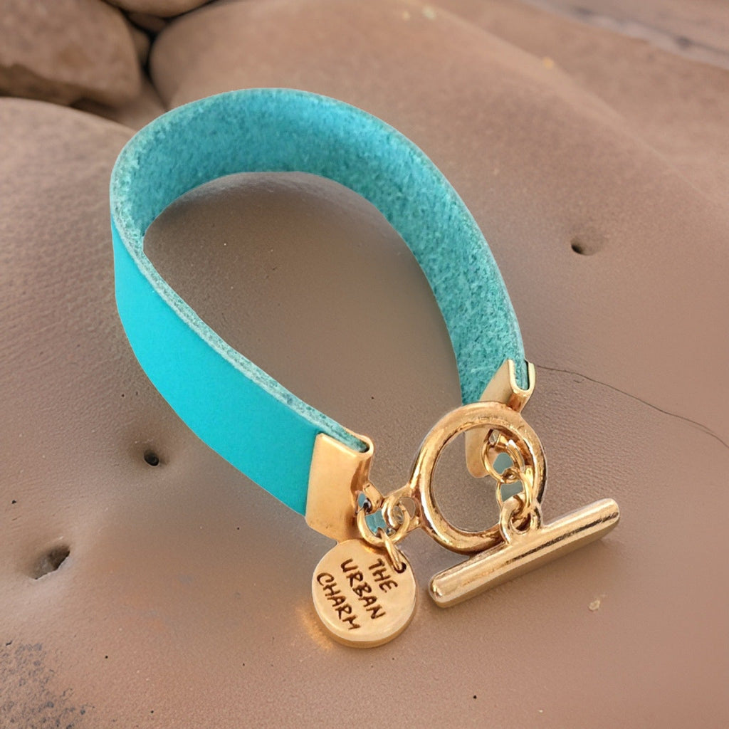 Turquoise Genuine Leather Color Band Bracelet