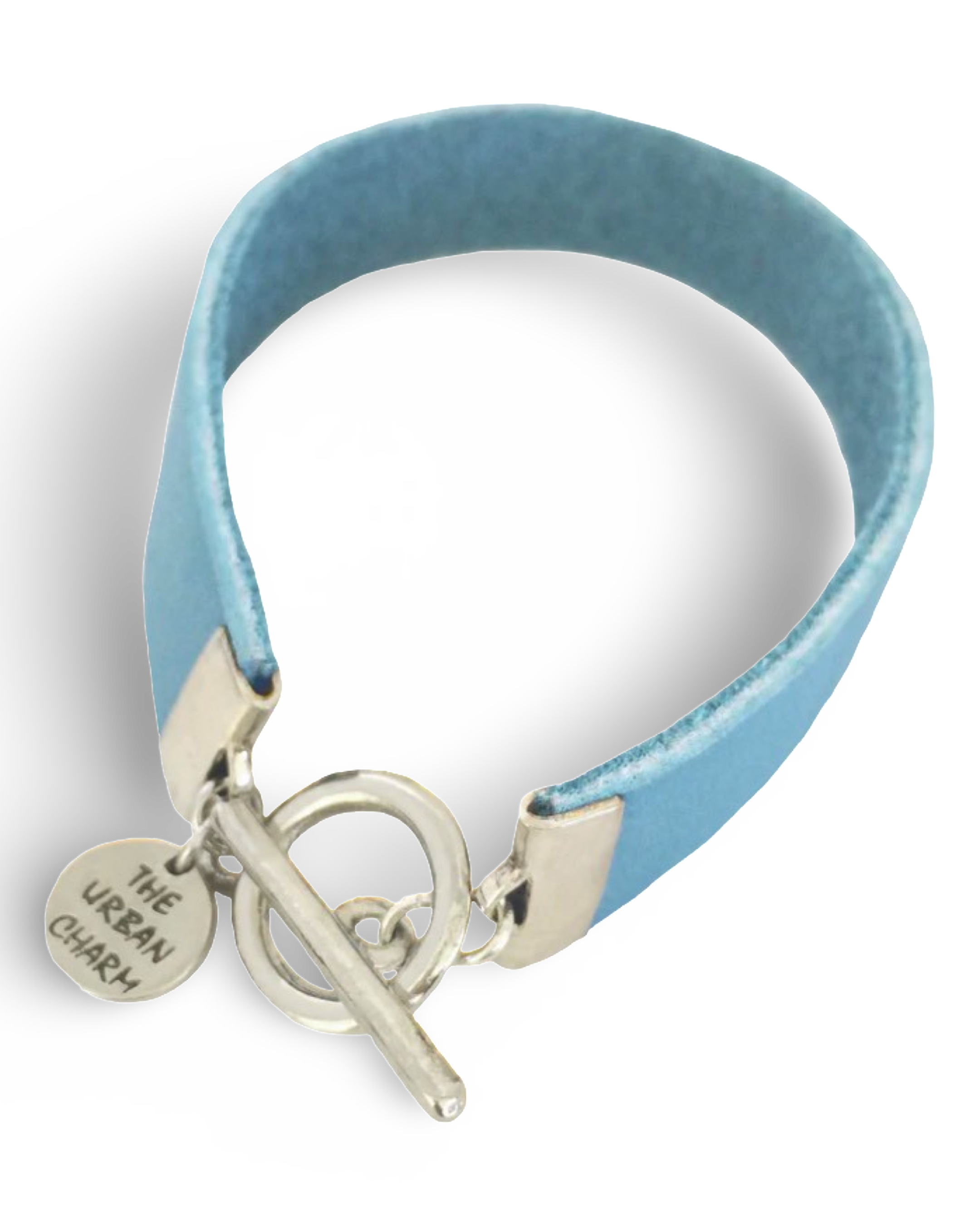 Baby Blue Leather Color Band Bracelet by The Urban Charm