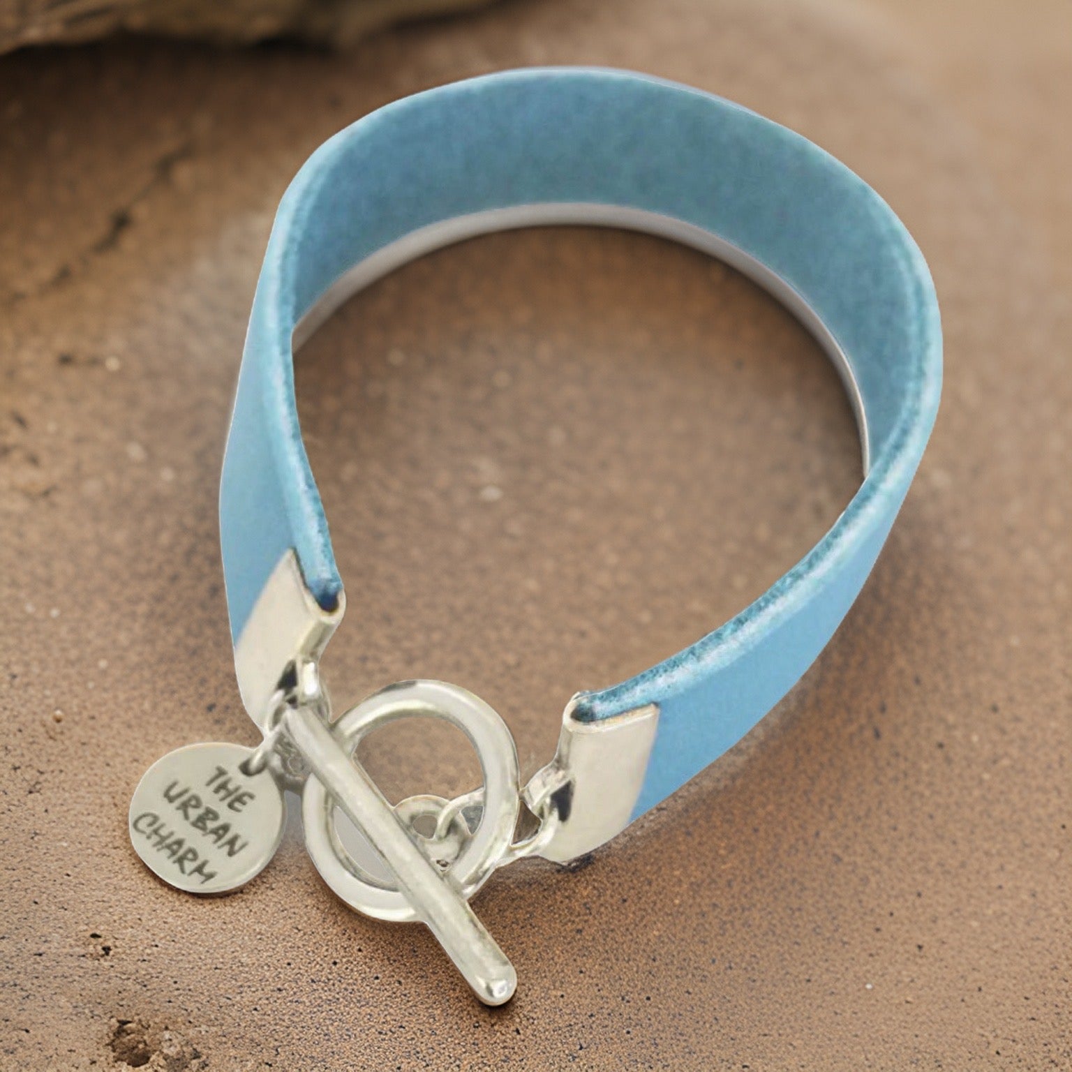Baby Blue Leather Color Band Bracelet by The Urban Charm