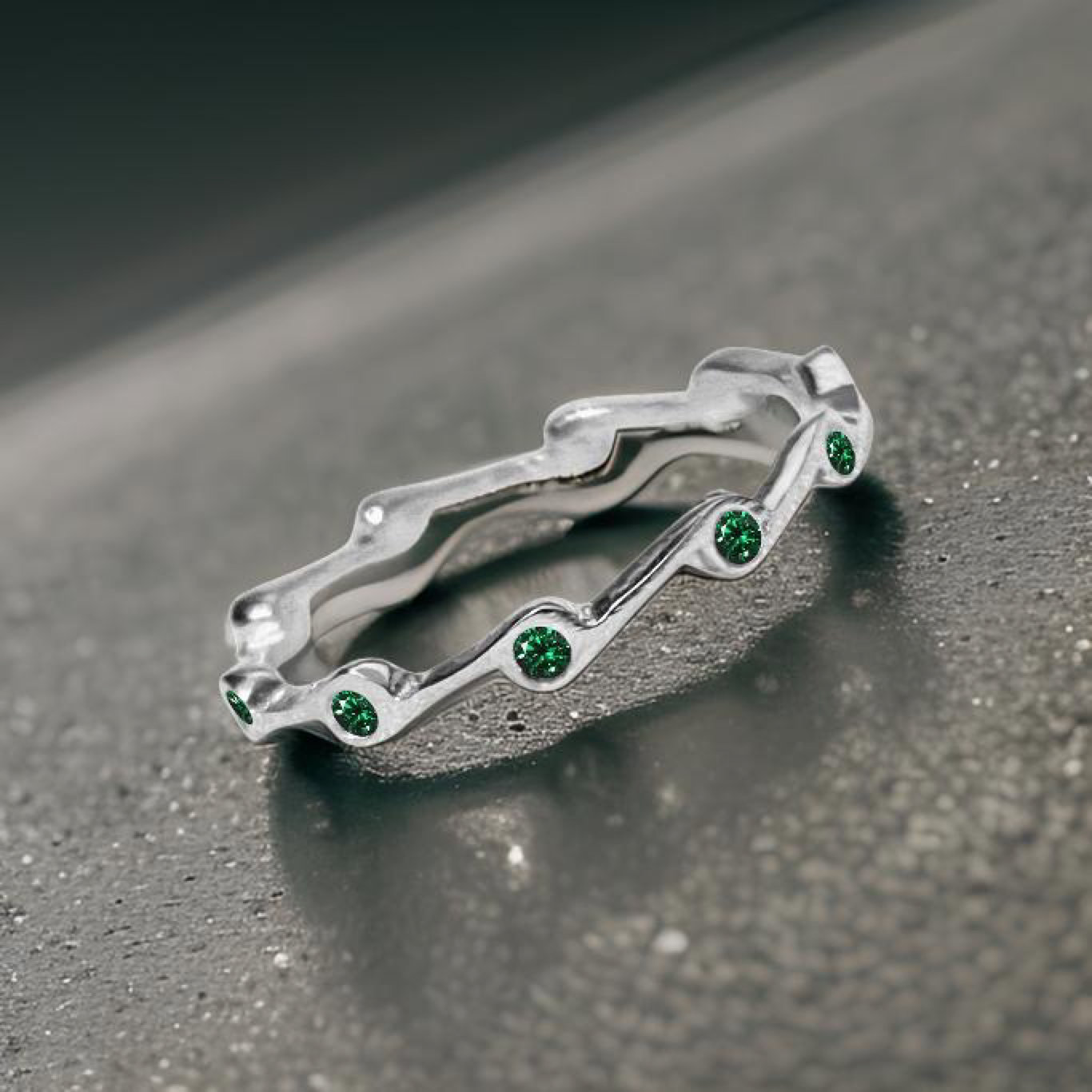 Emerald crystal Cubic Zirconia Birthstone Stacker Ring