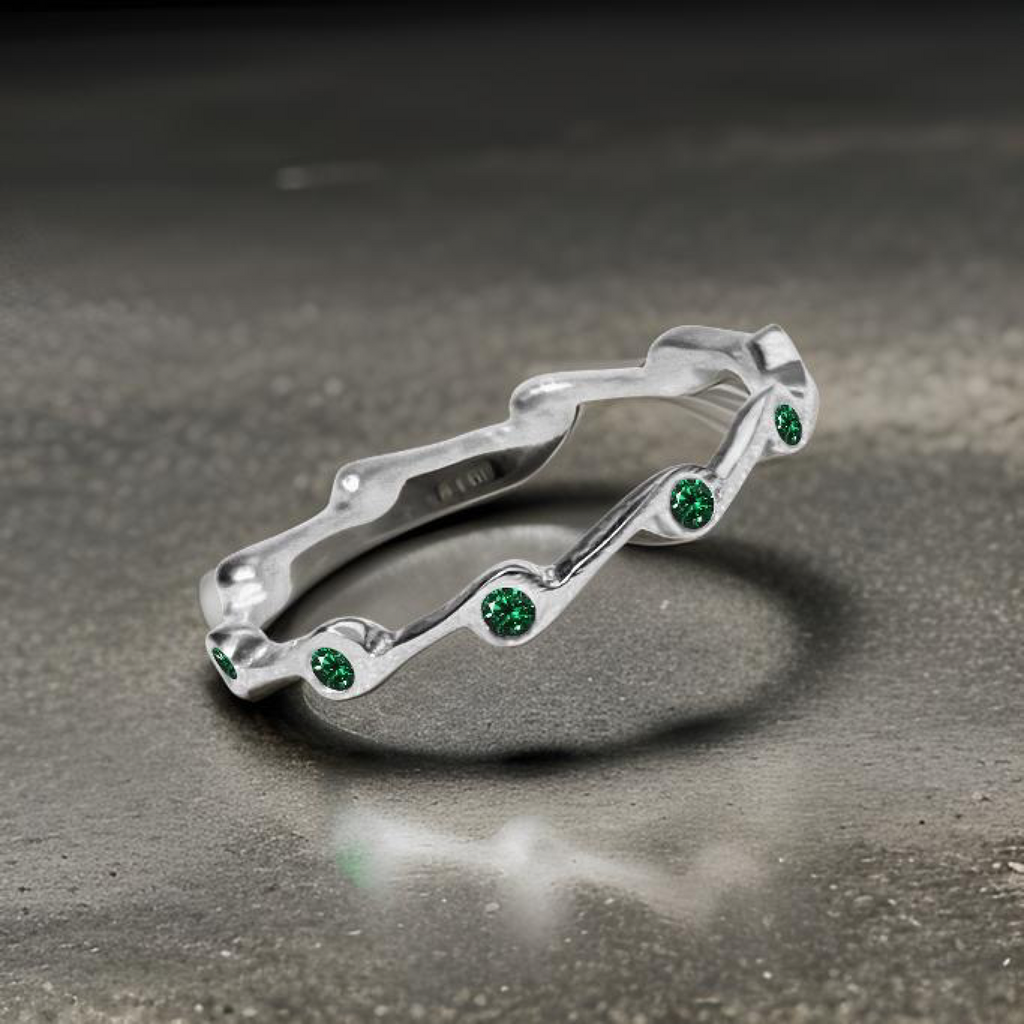 Emerald crystal Cubic Zirconia Birthstone Stacker Ring