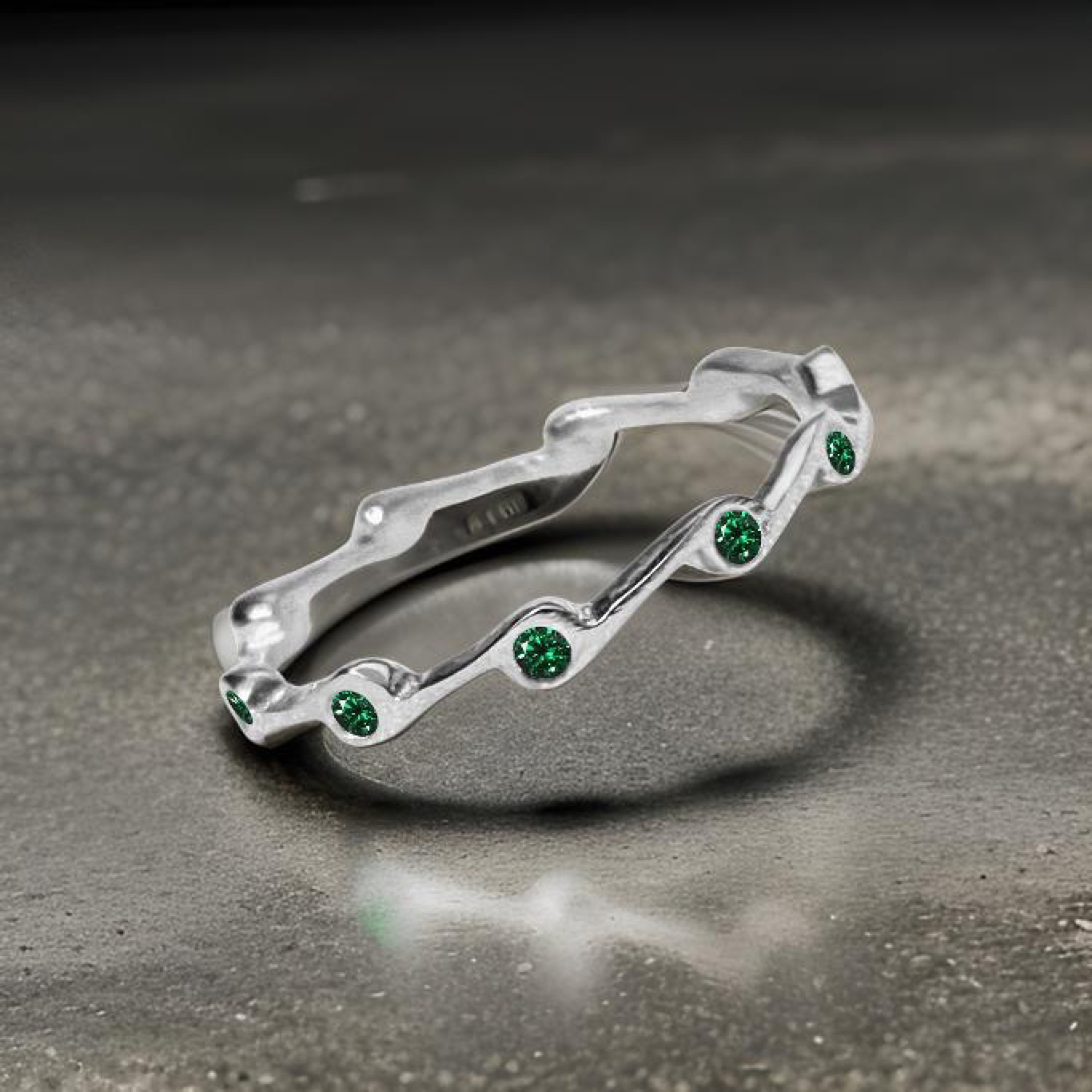 Emerald crystal Cubic Zirconia Birthstone Stacker Ring