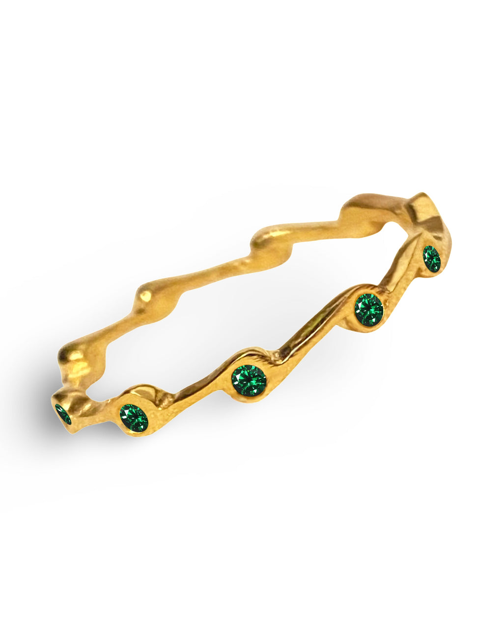 Emerald crystal Cubic Zirconia Birthstone Stacker Ring