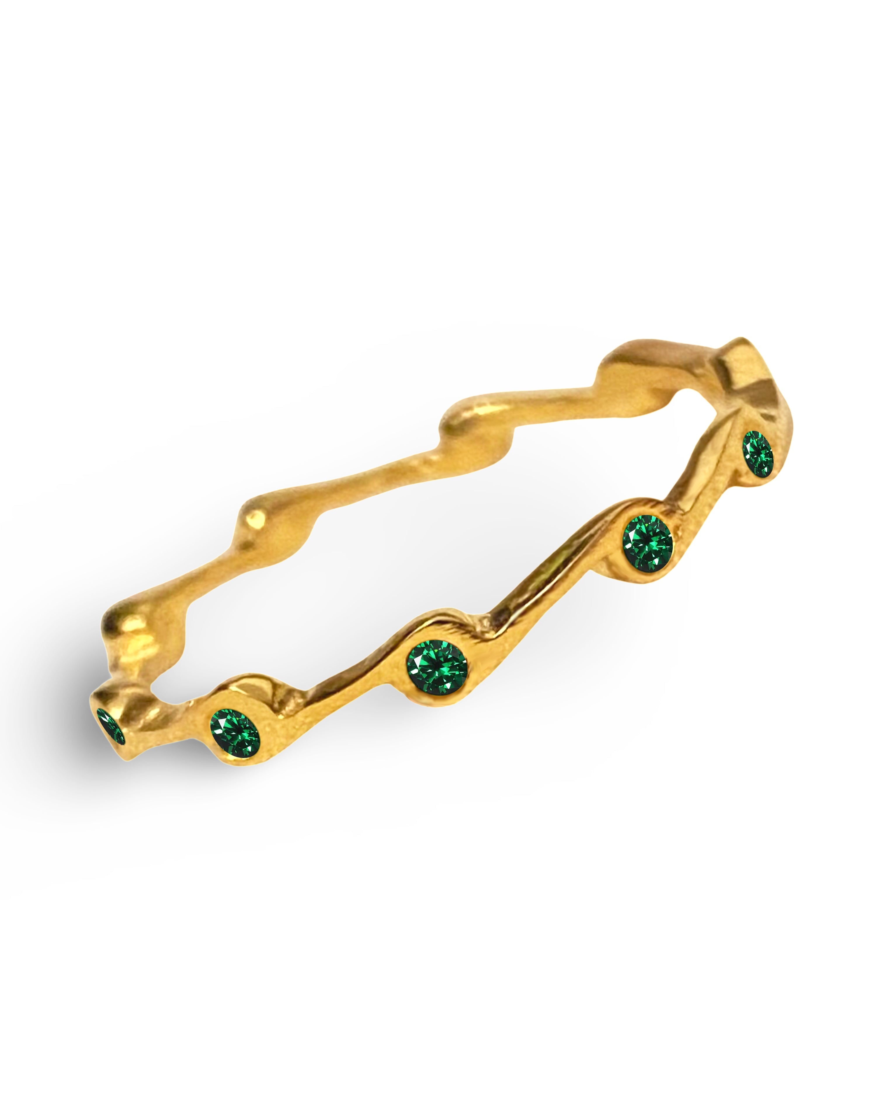 Emerald crystal Cubic Zirconia Birthstone Stacker Ring