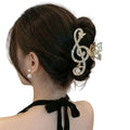 Treble Clef Hair Clip for Women, Gold Tone Music Note Claw Clip, Rhinestone Hair Accessories, Large Hair Clip for Thick Hair, Concert Gift