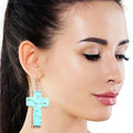 Cross Earrings Marbled Turquoise Stylish Statement Jewelry