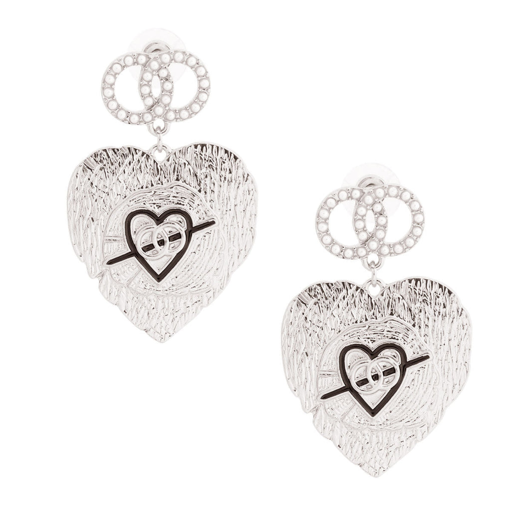 Textured Heart Silver Earrings Stylish Fashion Jewelry