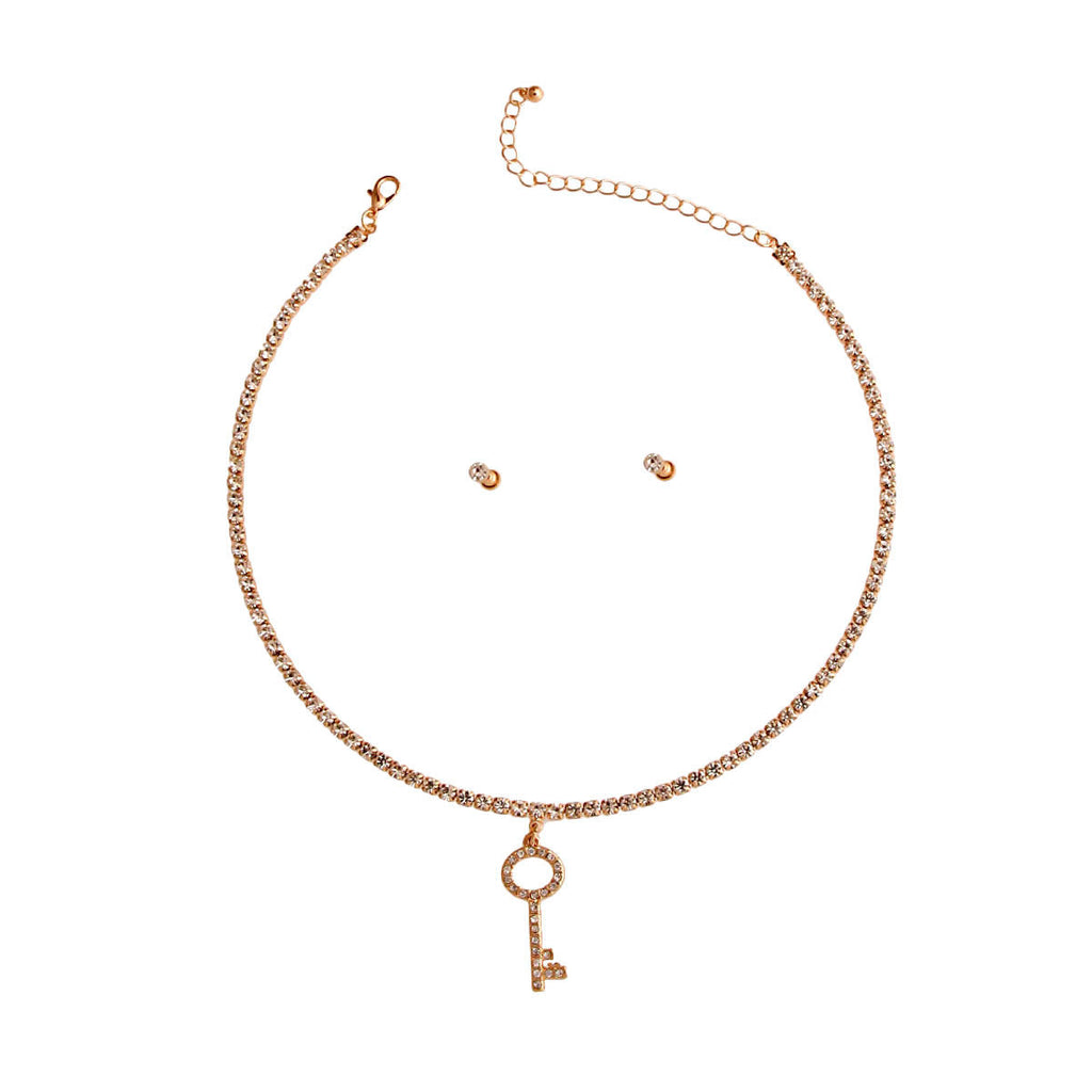 Key Necklace Gold Stone Stylish Fashion Jewelry Accessory