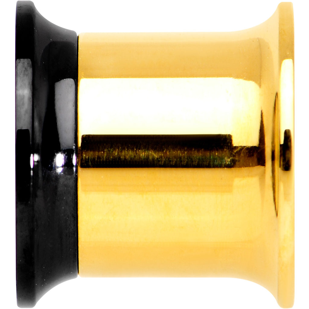 Gold PVD Black Two Tone Screw Fit Tunnel Plug Set 3mm to 16mm