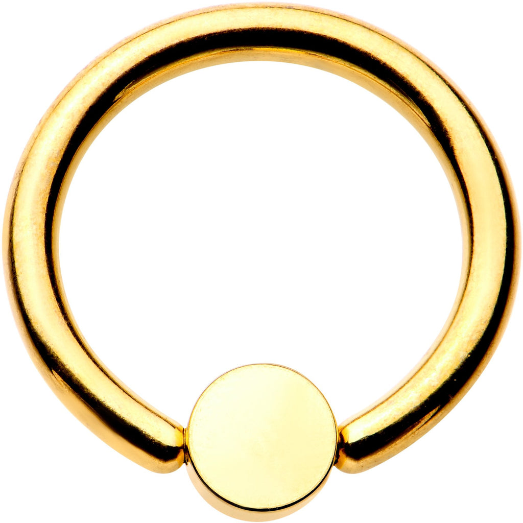 14G 3/8 Aqua 4mm Faux Opal Gold IP Disc BCR Captive Ring