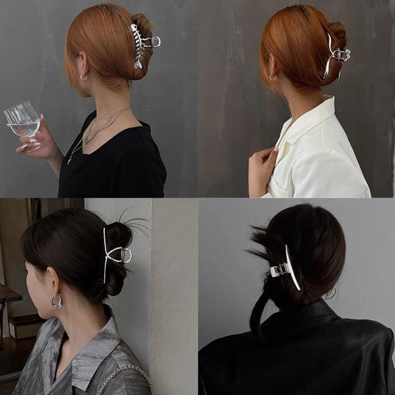 Woman Novelty Minimalist Dainty Design Irregular Hairpins Punk Style Metal Silver Hair Claws Barrettes Women Hair Accessories Hair Clips Hairgrip