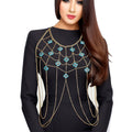 Body Chain Gold and Turquoise Stylish Statement Jewelry Accessory